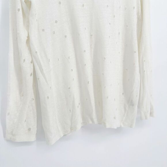 IRO Marvina Linen Long Sleeve Shredded Holes Tee in Ecru Cream Women's XS - Picture 4 of 9